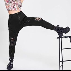 High Waist Skinny Ripped Jeans